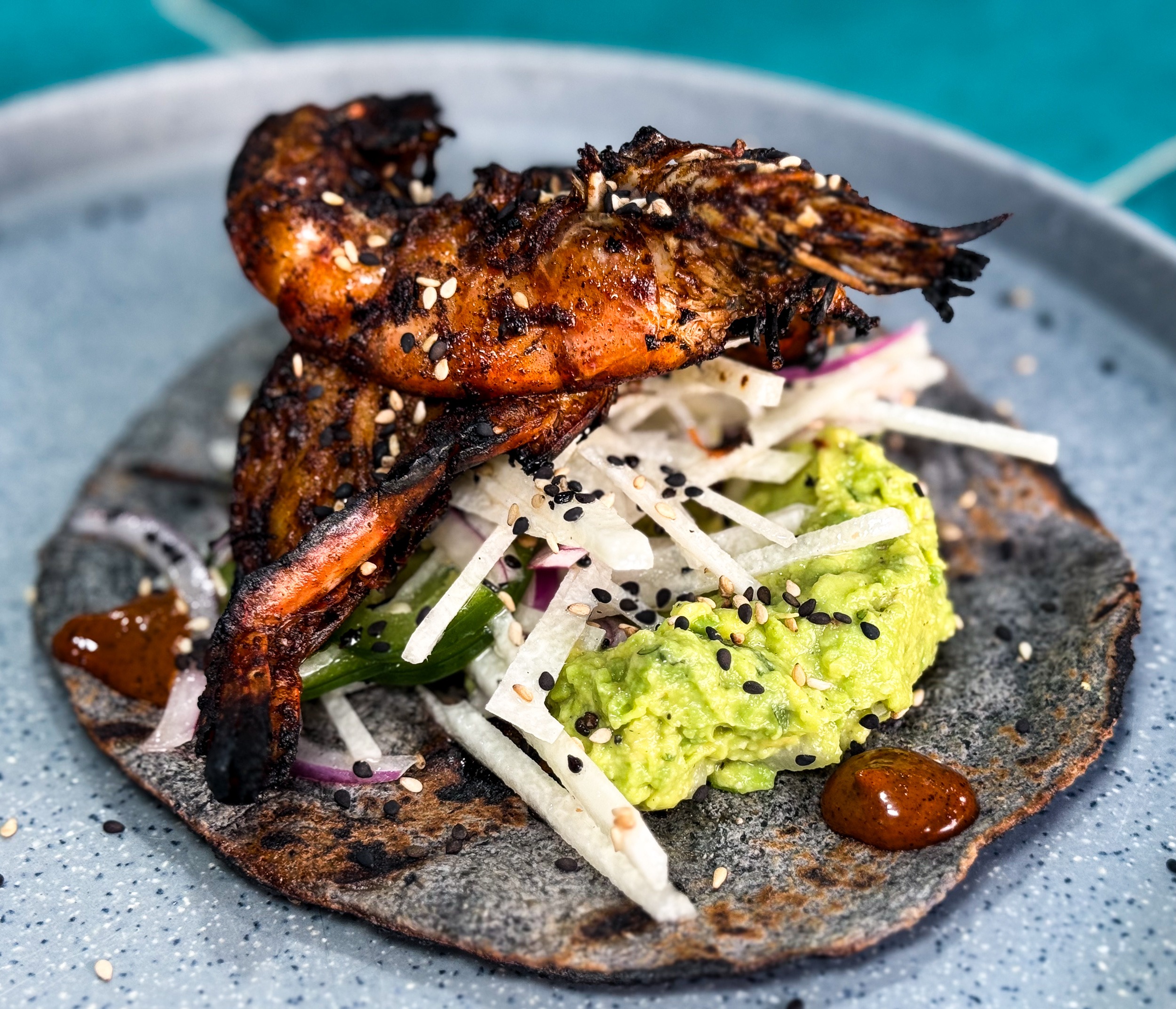 Tacos de La Baja Camaron Zarandeado (Baja-Style Zarandeado Shrimp Taco)
