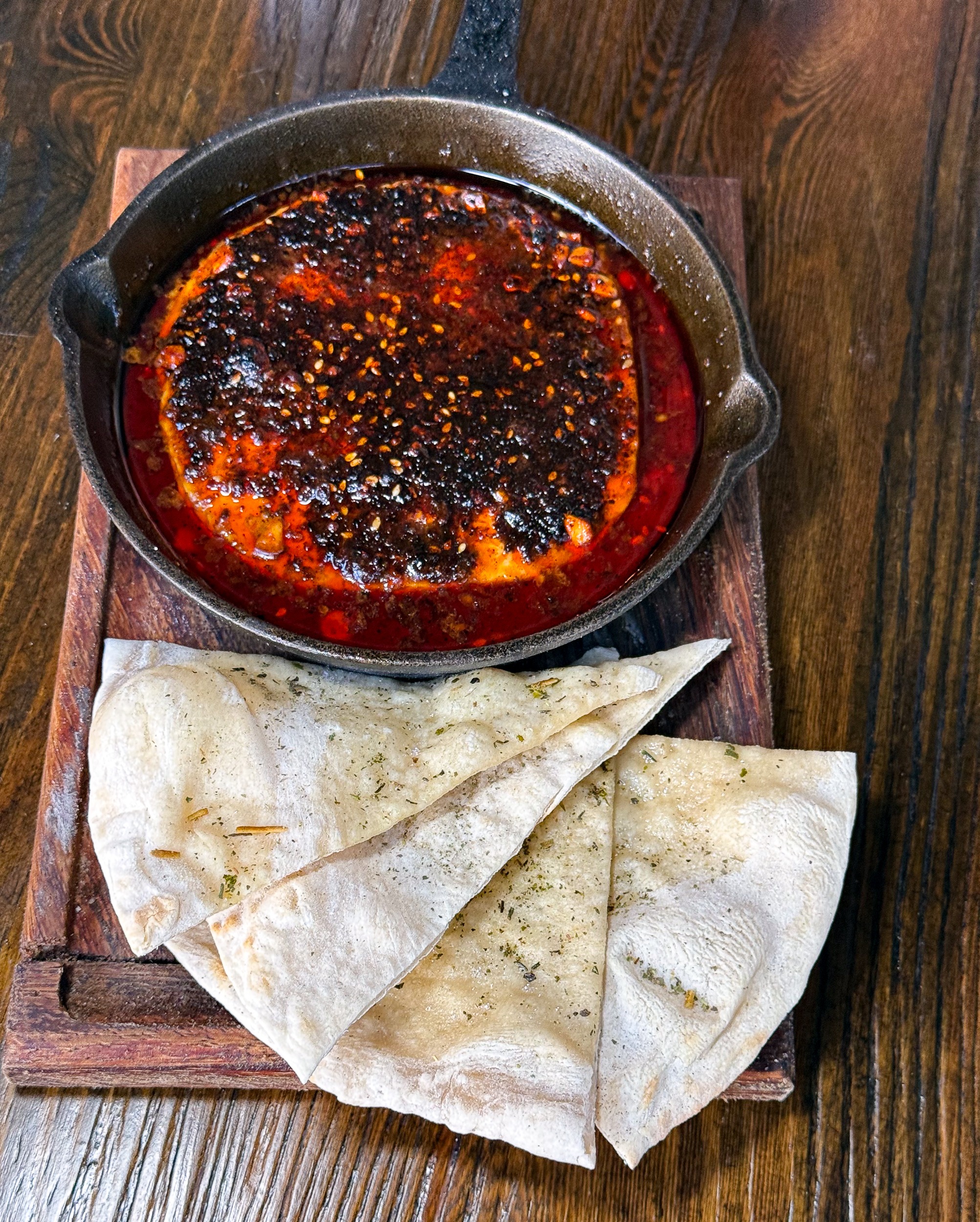 Baked Panela in Morita Chile Pesto & Tomate Pizzeria