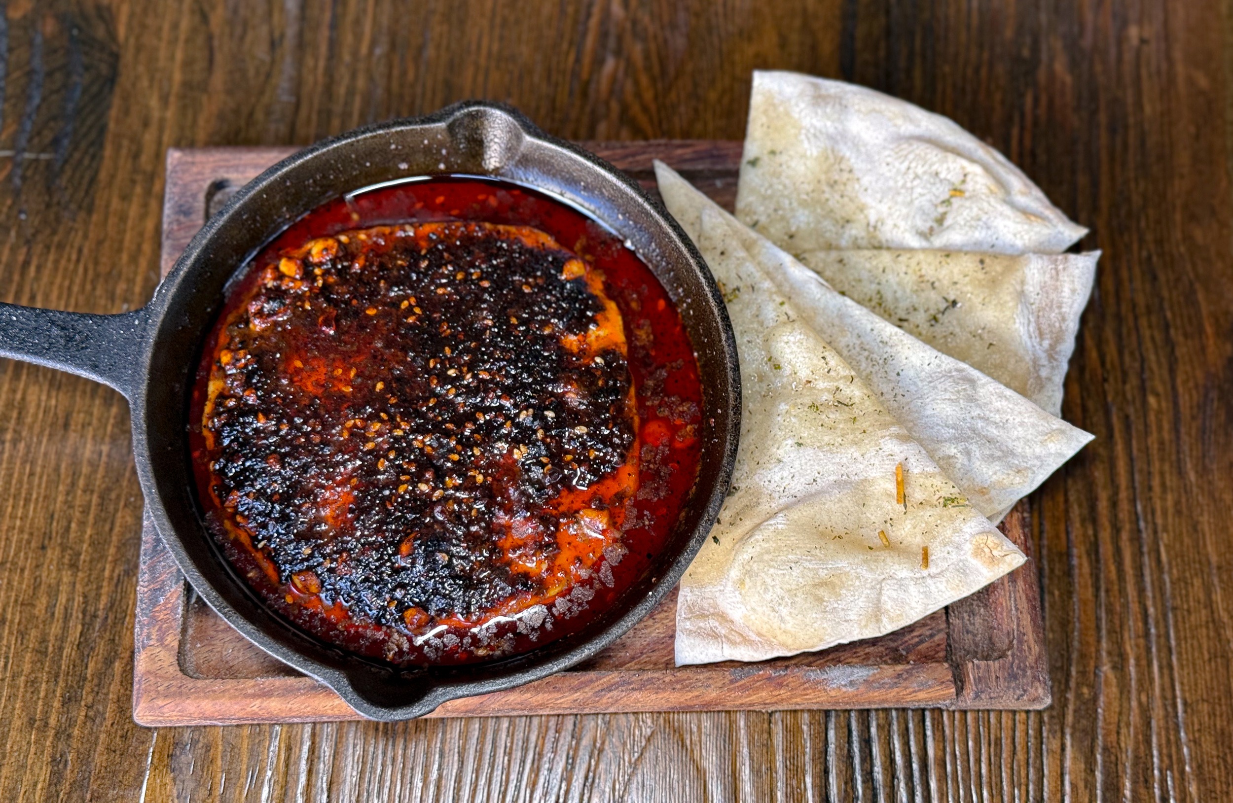 Baked Panela in Morita Chile Pesto & Tomate Pizzeria