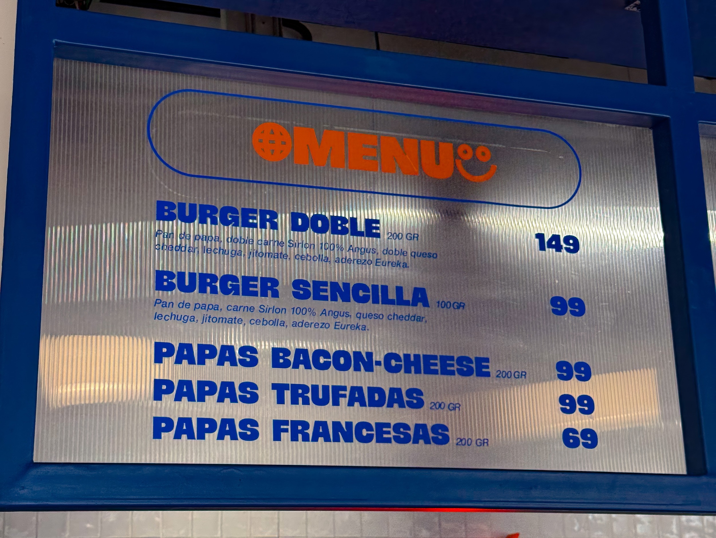 Menu Eureka Burgers Guadalajara